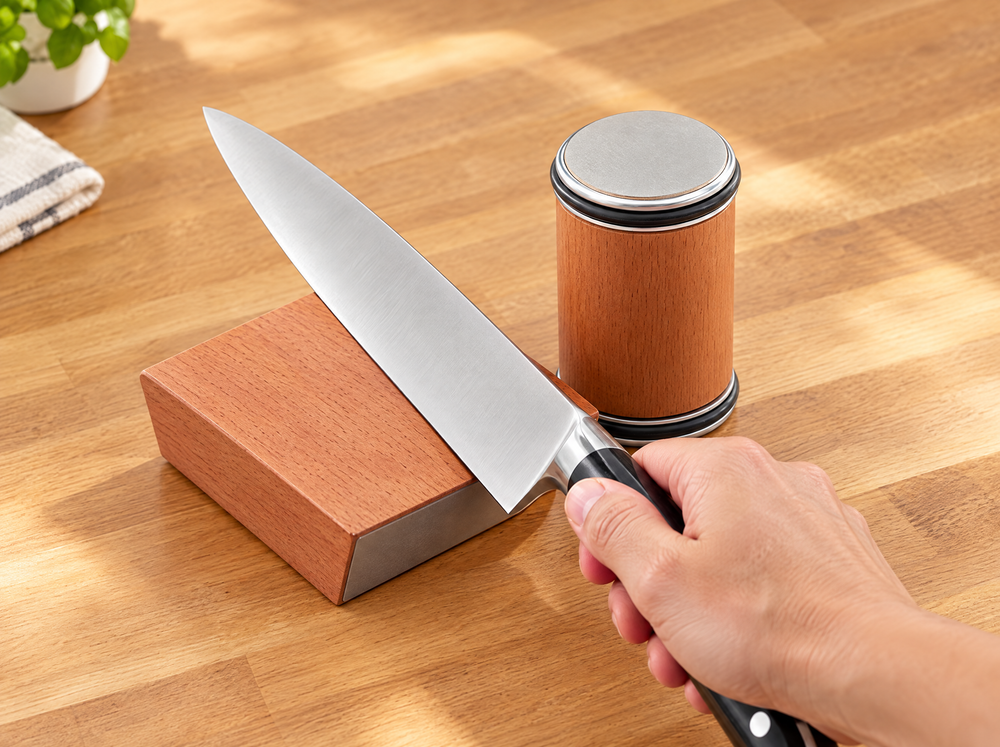 Paso 1: fijar el cuchillo en el soporte