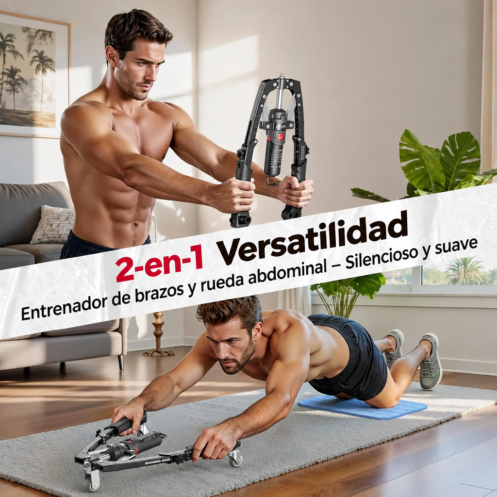 Entrenador de brazos y rueda abdominal 2 en 1
