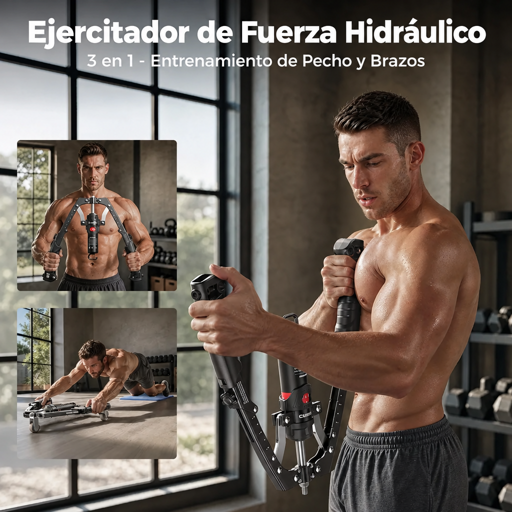 Ejercitador de fuerza hidráulico 3 en 1