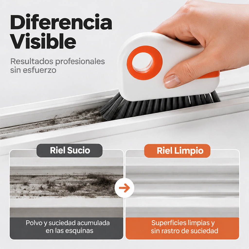 Diferencia visible: riel sucio y limpio